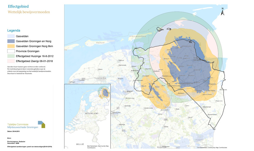 Kaart van het effectgebied waarin het wettelijk bewijsvermoeden geldt.